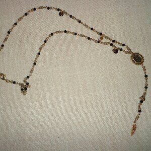 Vera Vera Wang Beaded Leaf Necklace Drusy Quartz Adj. Lobster Claw Clasp